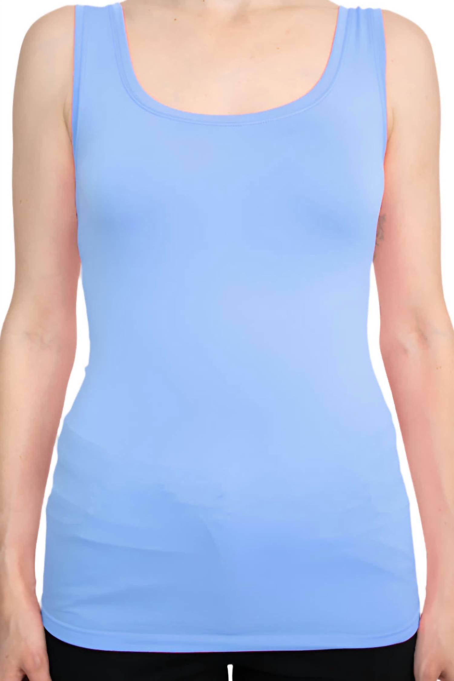 Alberto Makali - Scoop Neck Sleeveless Solid Spandex Top