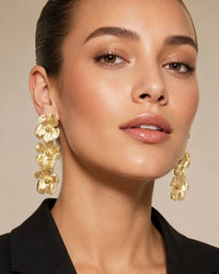 Eklexic - Women's Triple Bloom Drop Earrings