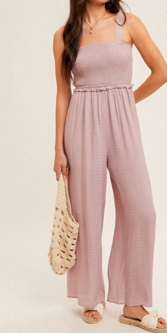 Hem & Thread - Smocked Wide Leg Flowy Jumpsuit