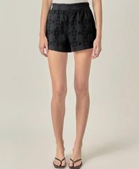 English Factory Embroidered Cotton Shorts in black - women's shorts