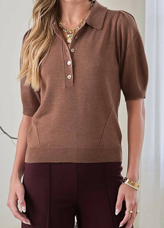 Current Air - Ribbed Polo Knit Top