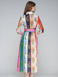 Vilagallo - Annie Floral striped midi dress