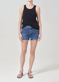 AGOLDE Parker Short With Slit in caution - women's shorts - detail view