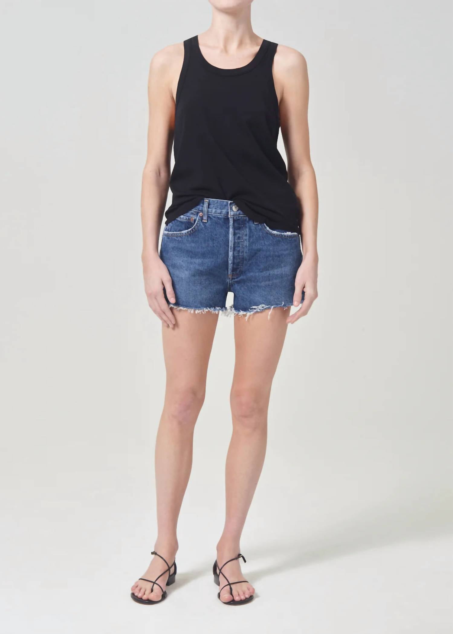 AGOLDE Parker Short With Slit in caution - women's shorts - detail view