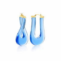 Gold & Honey - Women's Large Twisted Horseshoe Lucite Hoop Earrings