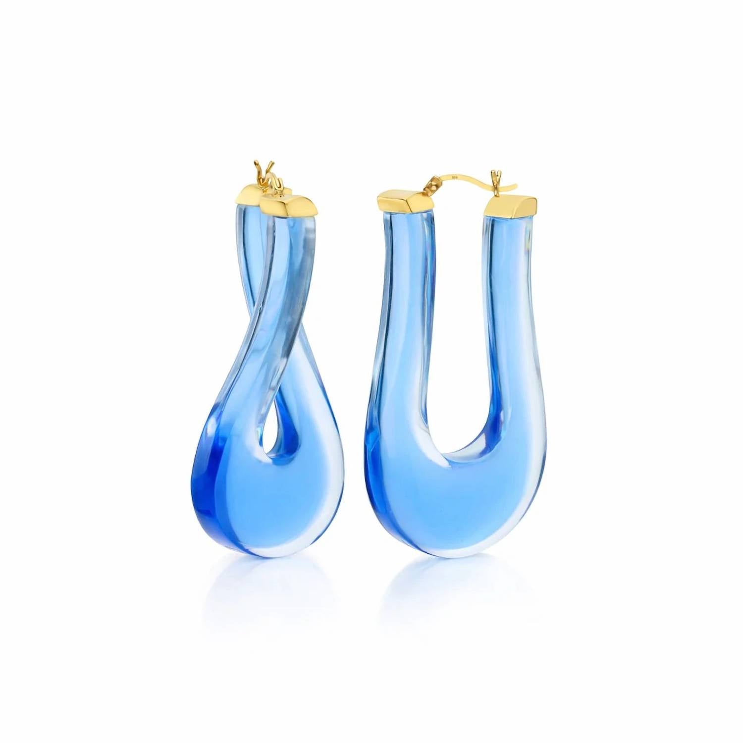 Gold & Honey - Women's Large Twisted Horseshoe Lucite Hoop Earrings