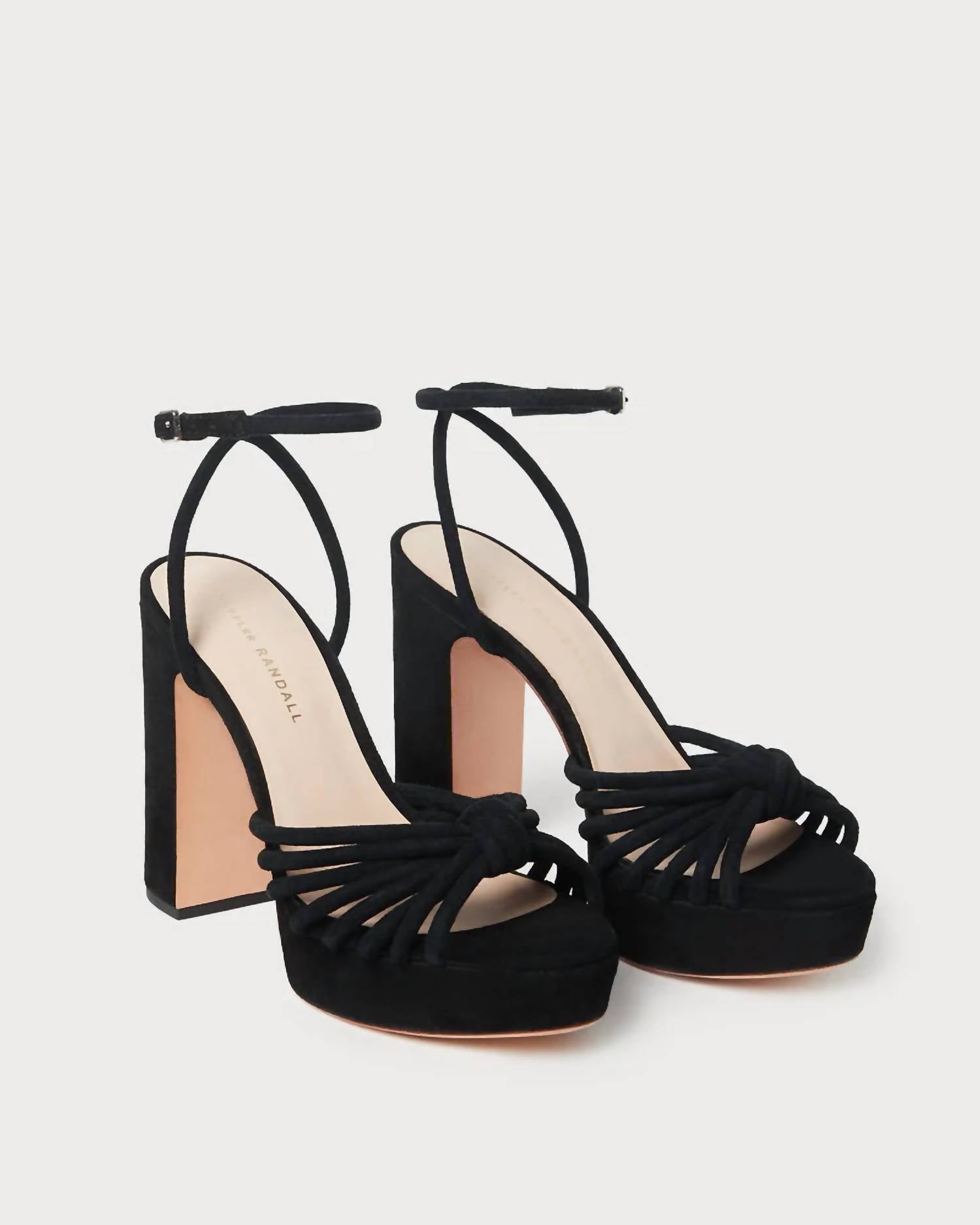 Loeffler Randall Women's Rivka Leather Knot Platform Sandal in black - women's sandal - detail view