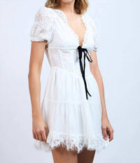 Sky To Moon - Floral Embroidered Lace Mini Dress