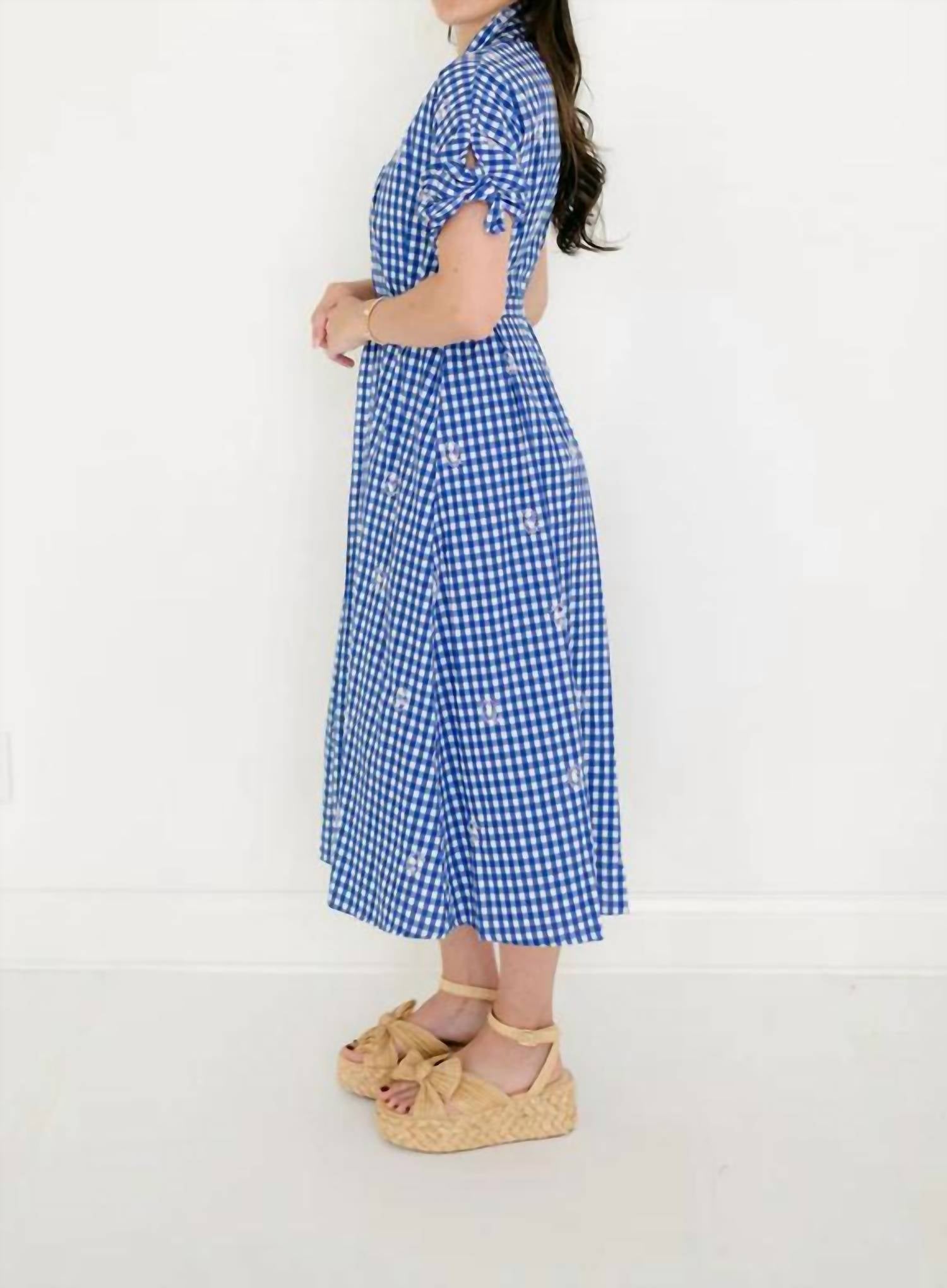 Meet Me In Santorini - Gingham Print Midi Dress