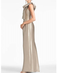 SACHIN & BABI Bonnie One Shoulder Mikado Column Gown in pewter - women's dress - alternate view