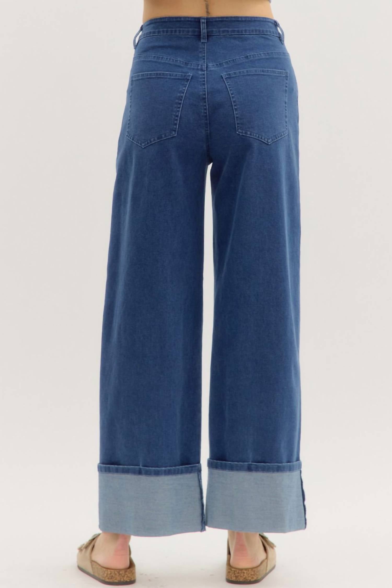 Entro - Cuffed Ankle Wide Hemmed Pants