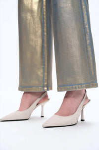 Bayeas Metallic Wide Leg Jeans in golden - women's jeans - view 6