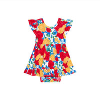 Posh Peanut - Baby Girls Valentina Tie Back Ruffled Bodysuit Dress
