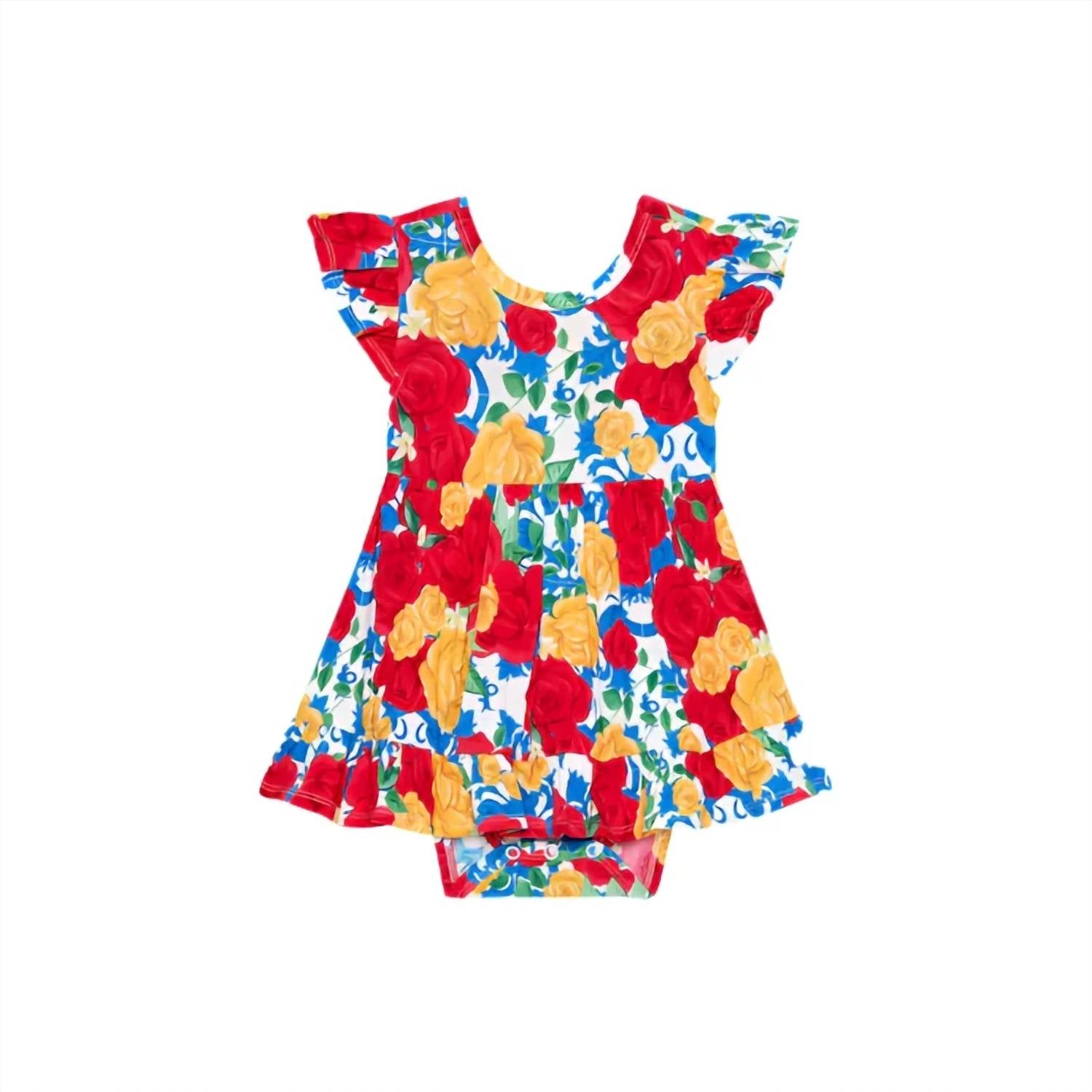 Posh Peanut - Baby Girls Valentina Tie Back Ruffled Bodysuit Dress