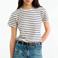 NILI LOTAN Lana Crewneck Tee in natural navy - women's t-shirt - view 4