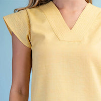 Gigio - Trapunto Stitched V Neck Blouse