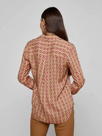 L'Agence Holly Long Sleeve Button Down Blouse in multi allover horse bit - women's blouse - alternate view