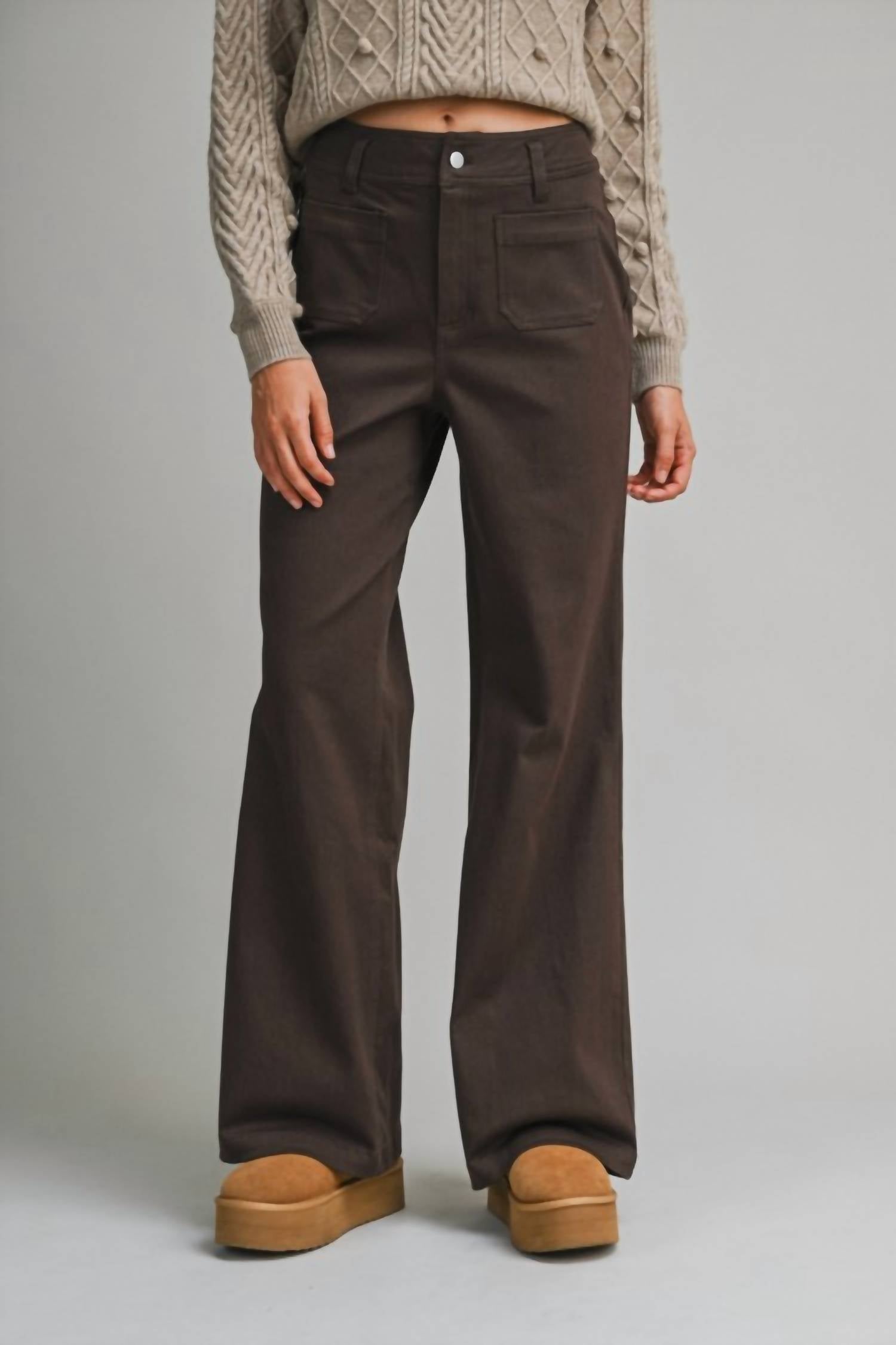 Mable - Front Patch Wide Leg Pants