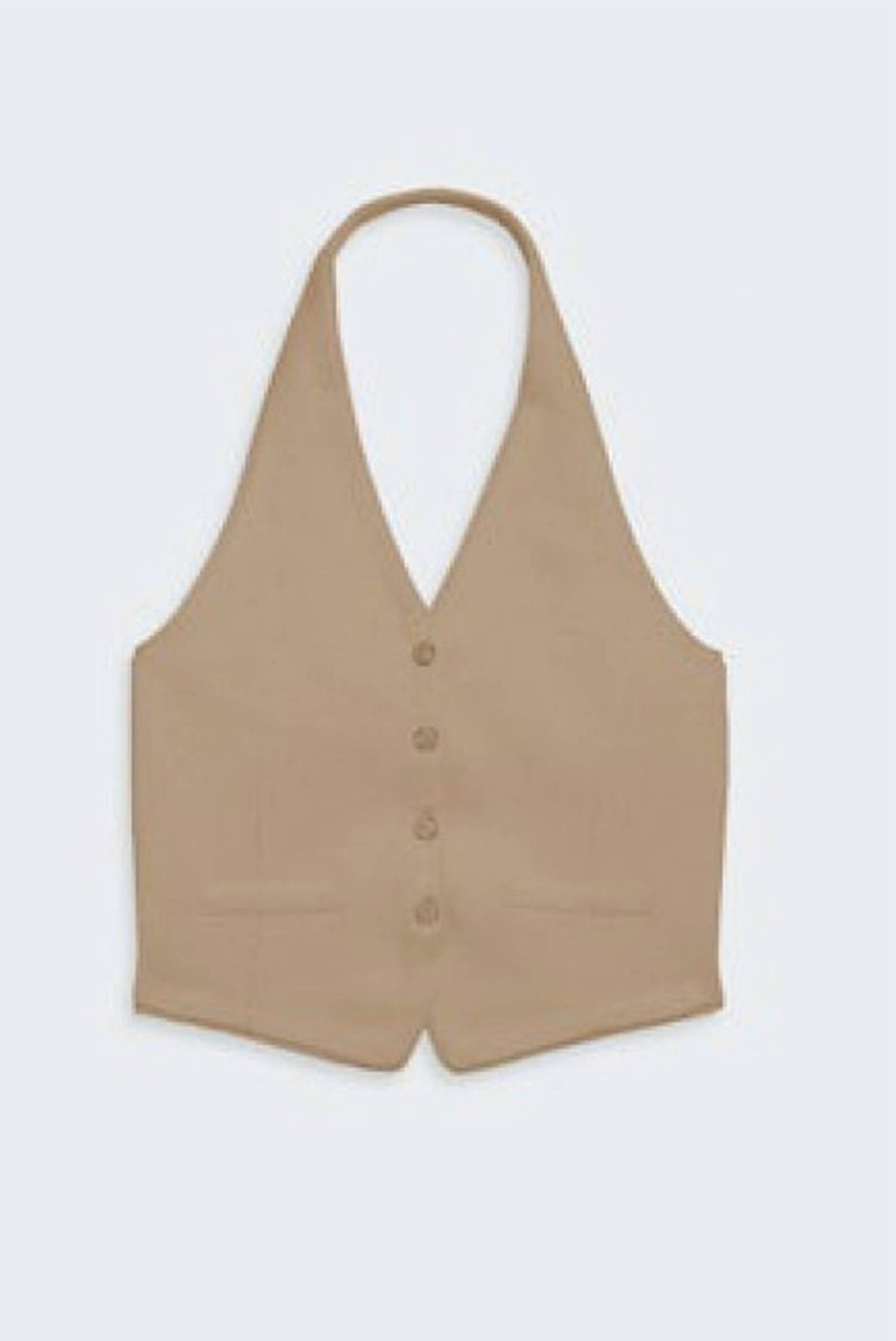 Guest In Residence Tailored Halter Vest in residence tailored halter vest in taupe - women's jacket - view 7