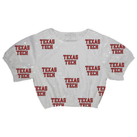 Kickoff Co Women's Texas Tech Sequin Repeat Crop Shirt in white - women's shirt