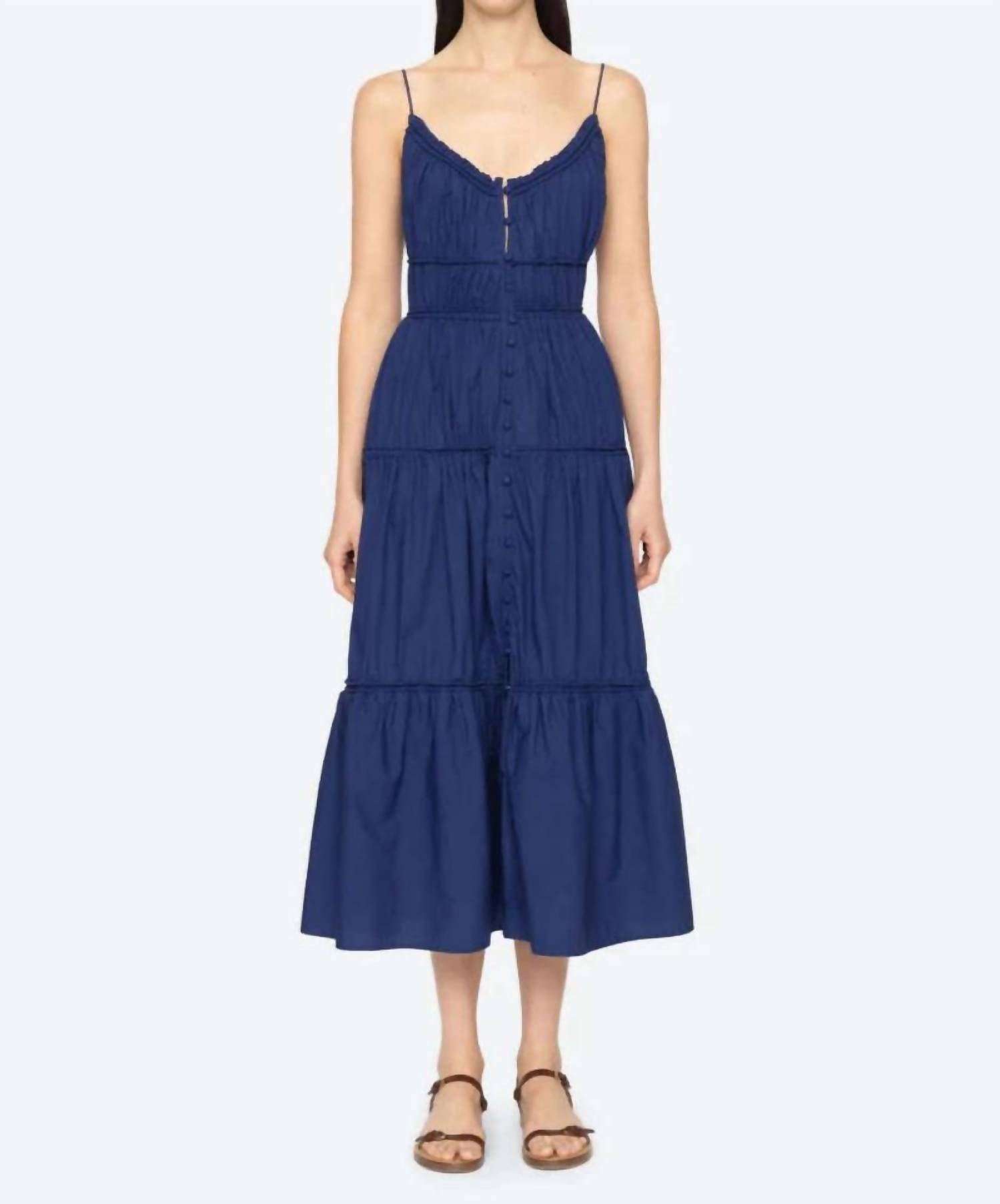 SEA Camden Cotton Poplin Tank Dress in blueberry - women's dress