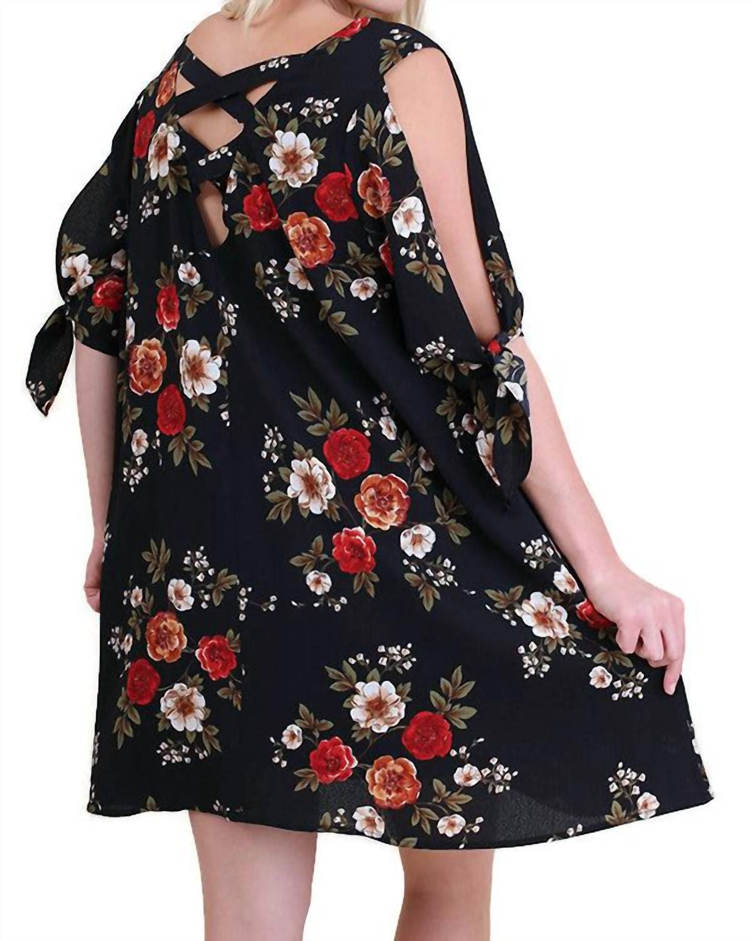 Umgee - Floral Print Cut Out Dress - Plus