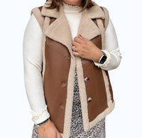 She + Sky - Faux Leather Shearling Vest