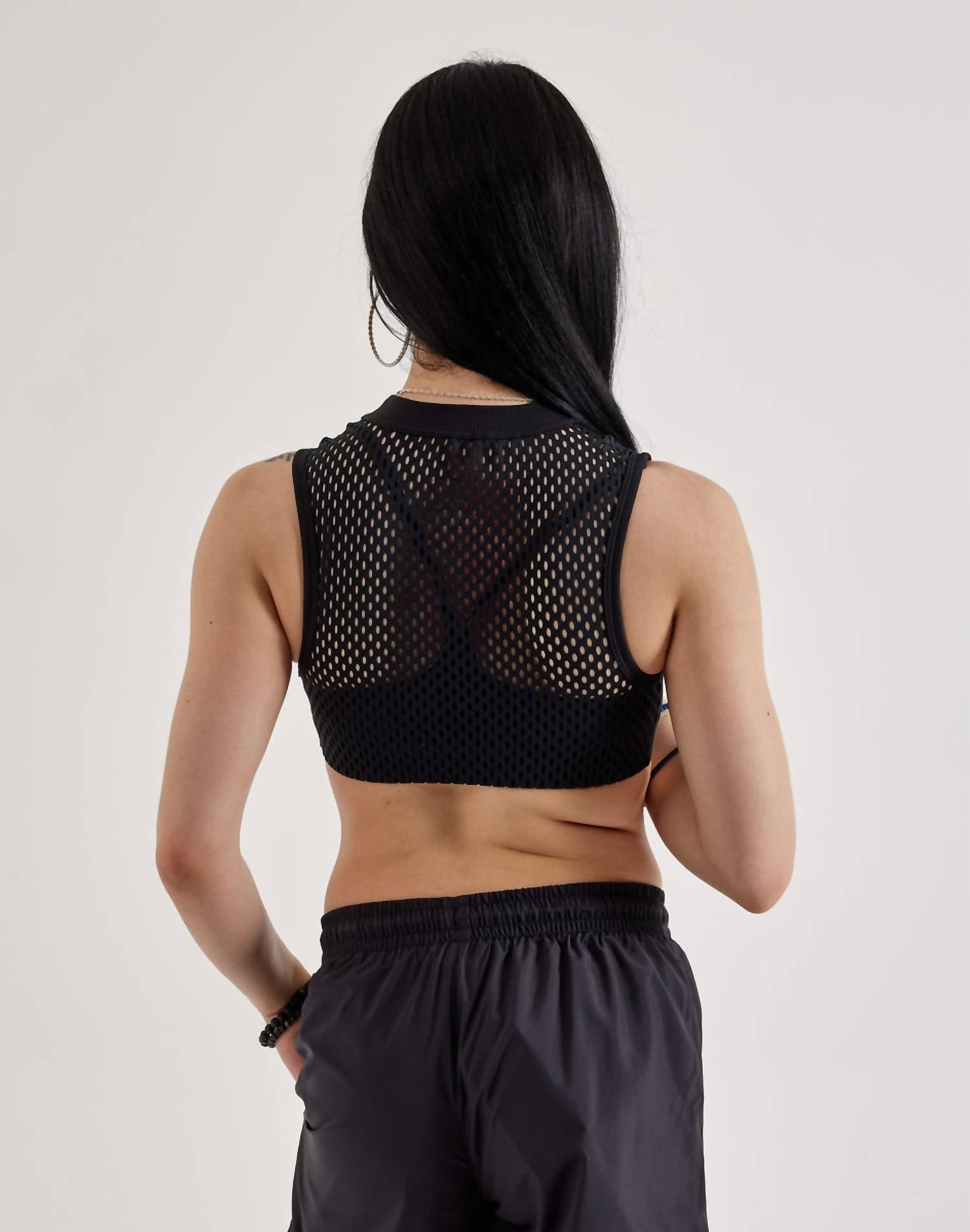 NIKE Women's Indy Net Low Support Padded Sports Bra in black - women's intimate - detail view