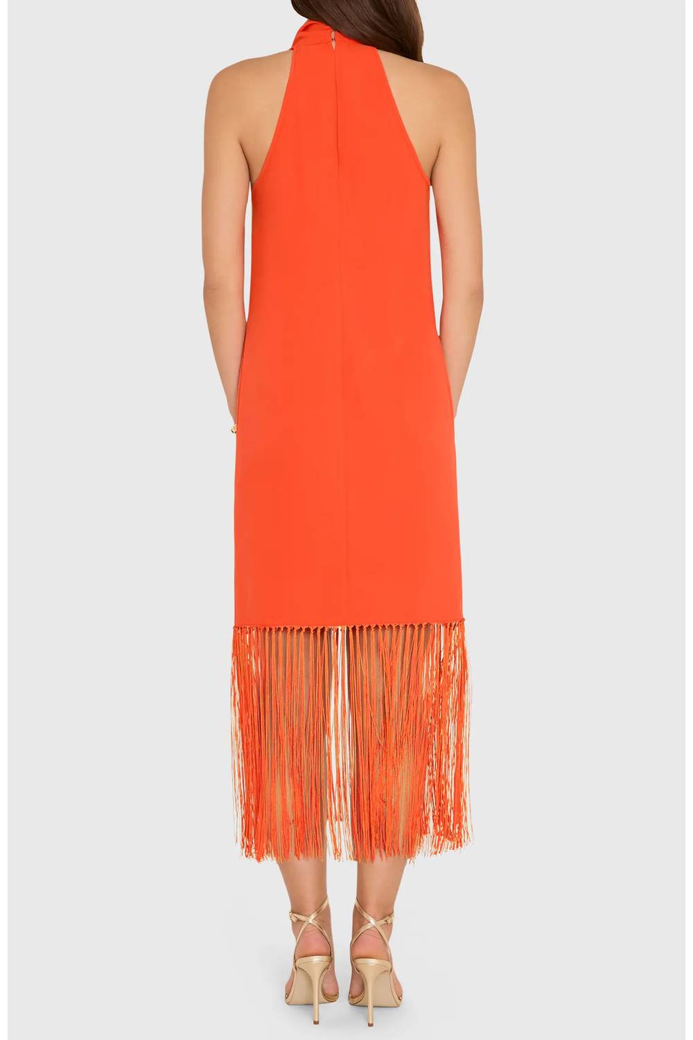 Amanda Uprichard - Syd Cowl Neck Fringe Midi Dress