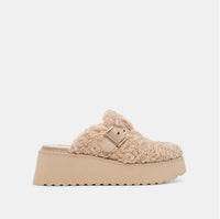 Dolce Vita Women's Lelani Plush Flats Platform Clogs in natural plush - women's shoe