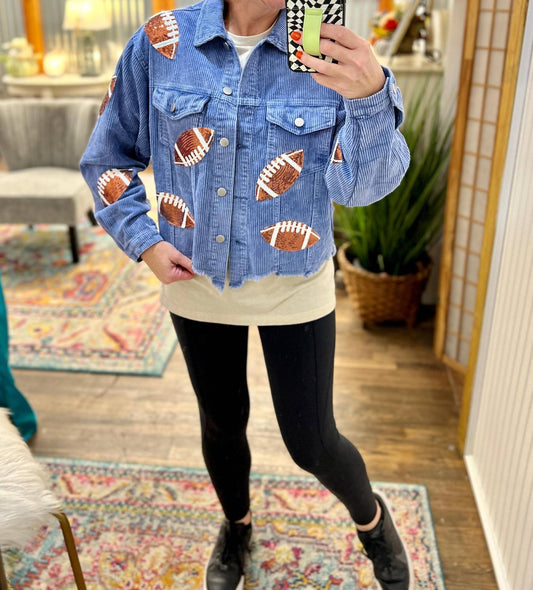 Sequin Football Corduroy Shacket