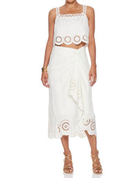 LUCY PARIS Kayla Wrap Skirt in white - women's skirt - detail view