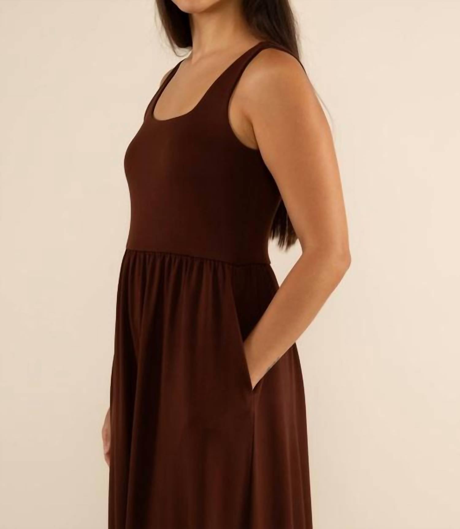 nlt Lake Swing Dress in chocolate - women's dress - detail view
