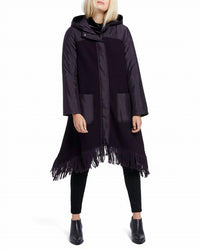 Nic + Zoe - Catalyst Coat in Night Shade w/Textured Puffy Hood, Pockets/Fringe