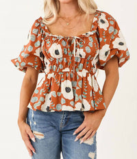 Entro - Zoe Floral Peplum Top