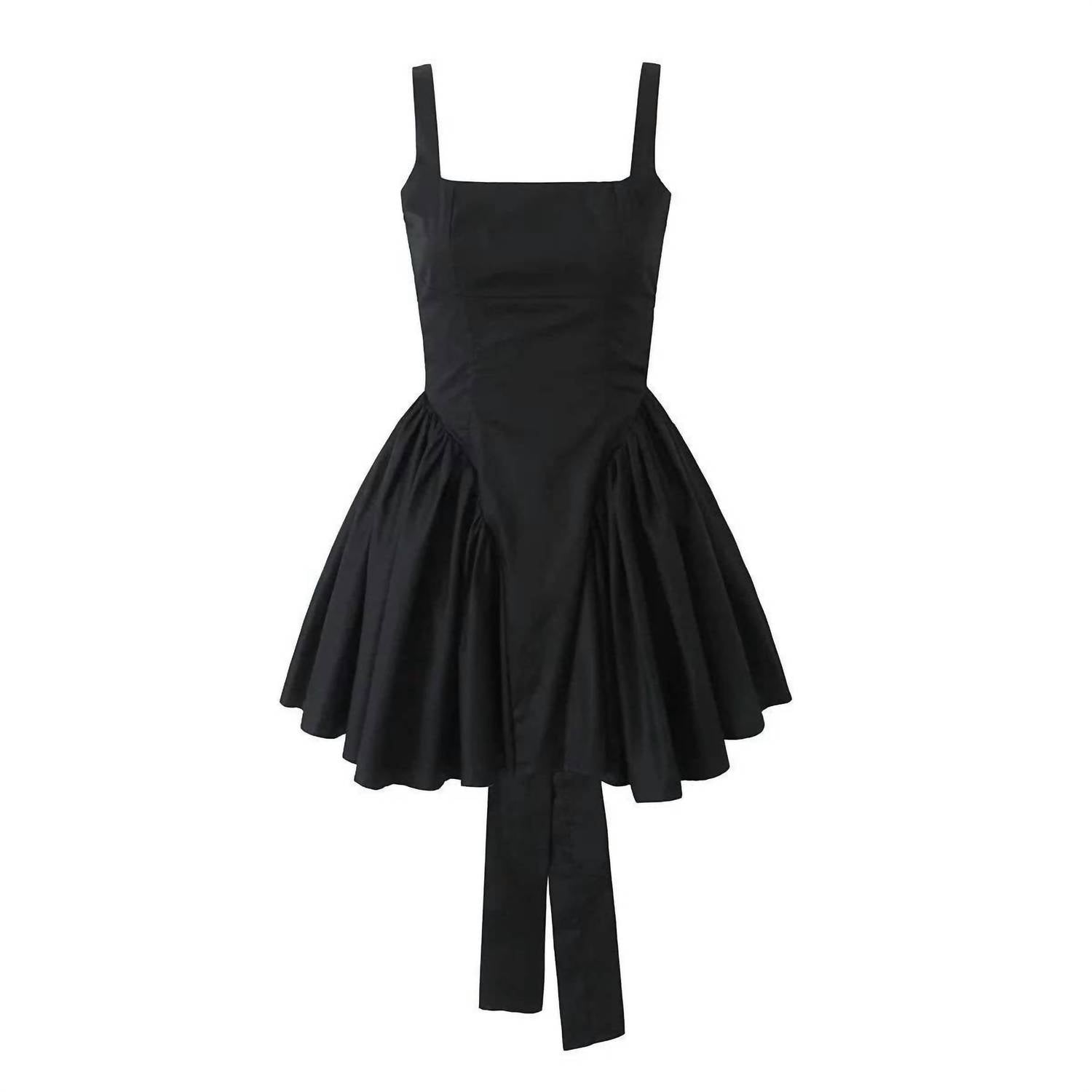 Yvonne & Love - Ladies Plain Ruched Bow Back Mini Dress