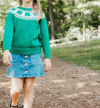 Maddie & Connor Co. Toddler's Lucky Clover Sweater in green - women's sweater