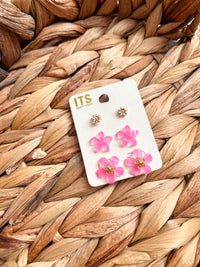 White Label - Women's Trio Floral Stud Earrings