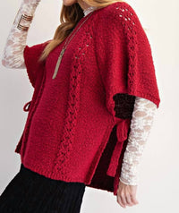 Easel - Half Sleeves Knitted Sweater Poncho