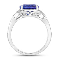 Diana M Jewels Women's Oval Natural Tanzanite Fashion Ring (4.19 Ct) - Statement in 14k white gold - women's jewelry - detail view