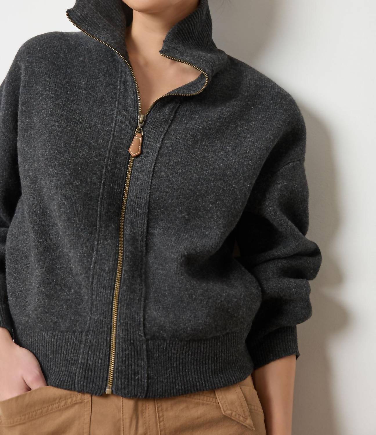 Lilla P - Zip Front Polo Cardigan