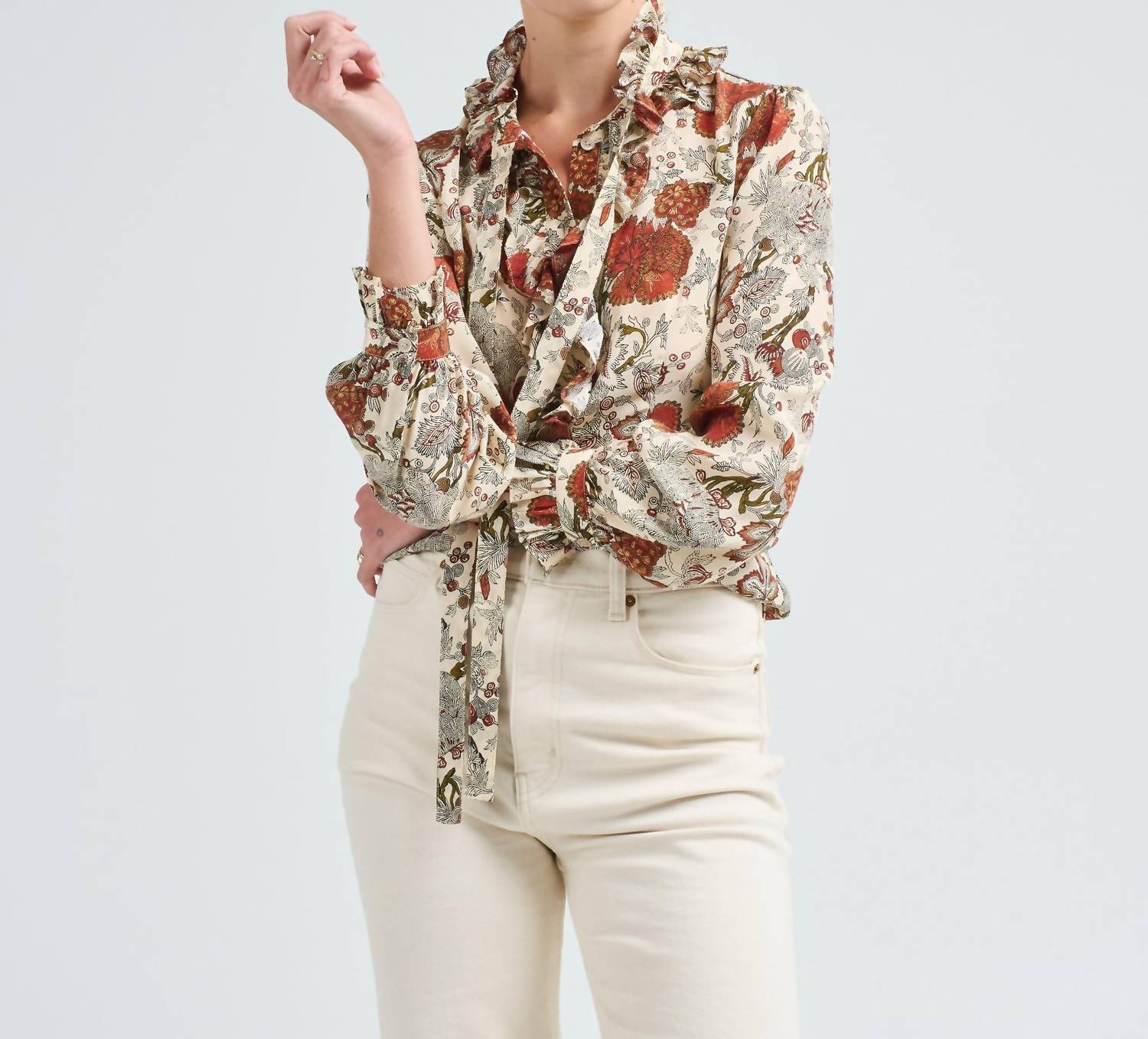 Ulla Johnson - Catroux Silk Long Sleeve Button Front Blouse