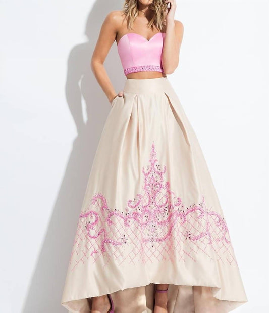 Rachel Allan - Two-piece Strapless Mikado Prom Gown