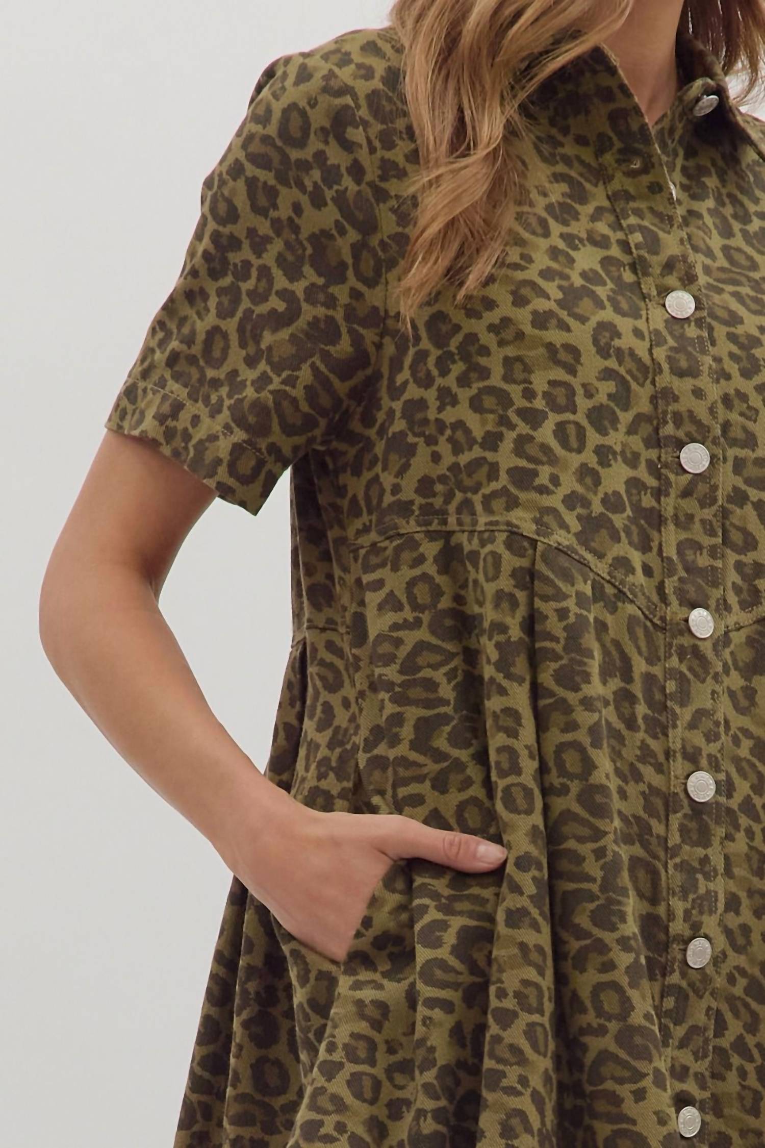 Entro - Loretta Leopard Denim Mini Dress