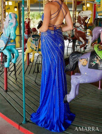 AMARRA Star Rhinestone Jersey Gown in royal - women's dress - detail view