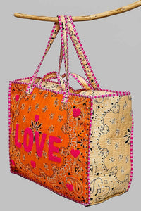Pol - LOVE Bandana Quilted Tote Bag