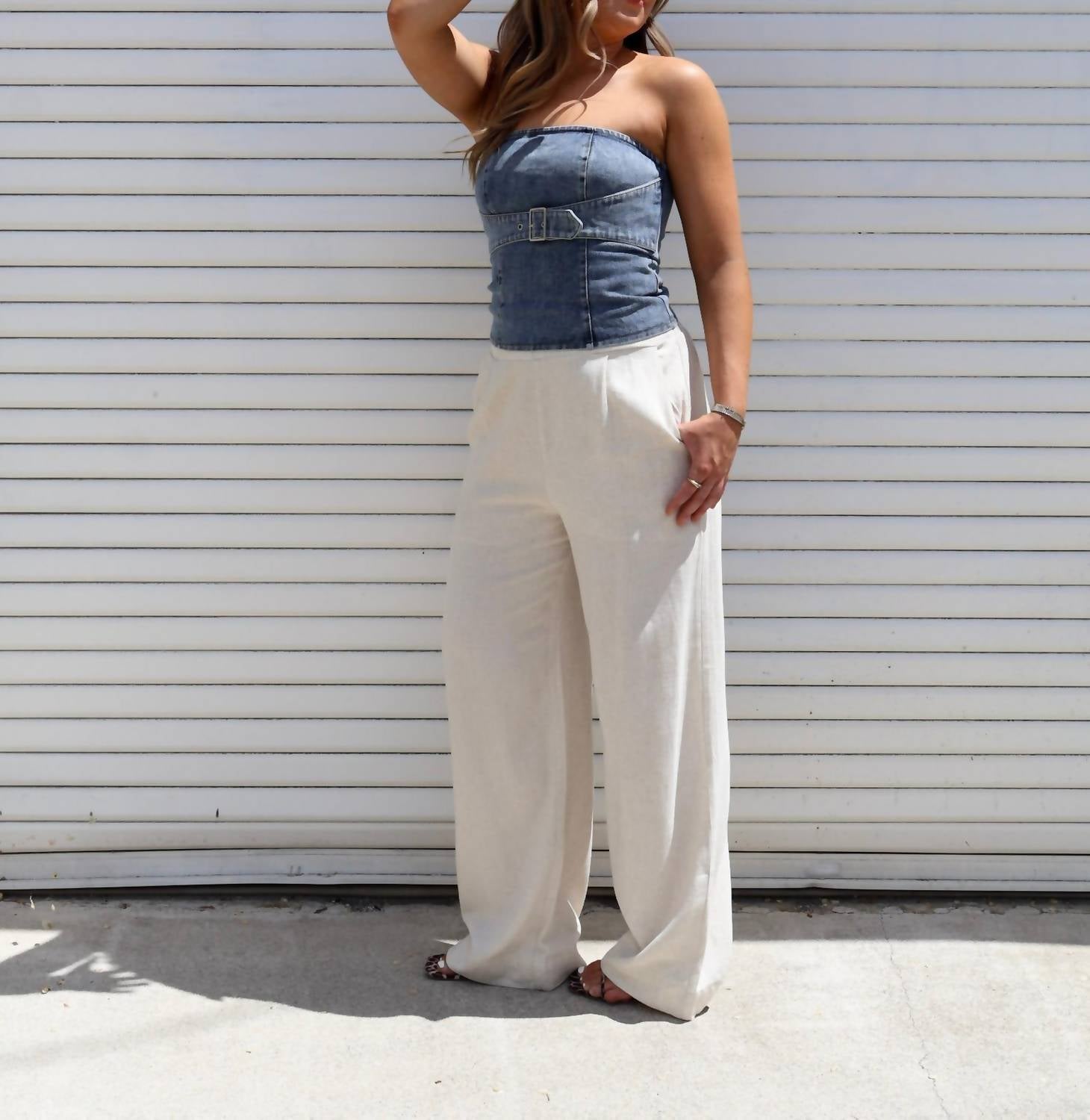 Emory Park - Buckle Up Denim Top