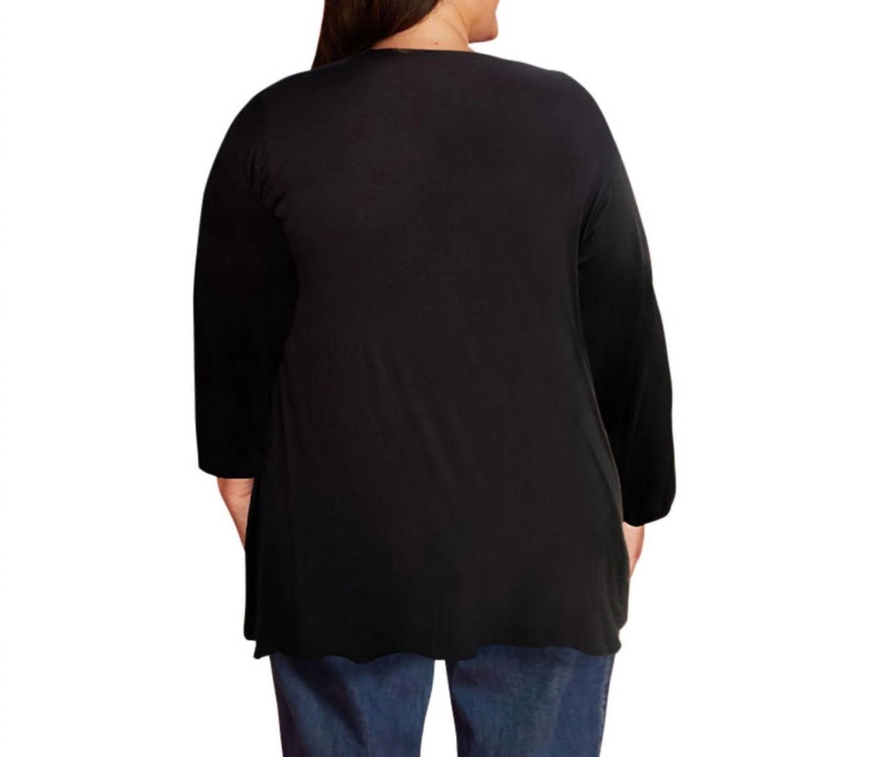 On The Plus Side - Long Sleeve Draped Cardigan - Plus