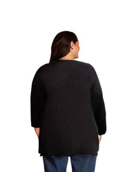 On The Plus Side - Long Sleeve Draped Cardigan - Plus