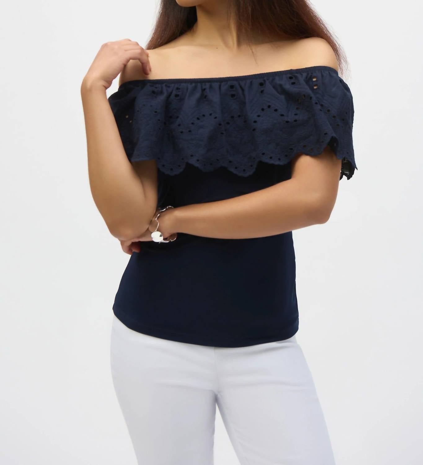 Joseph Ribkoff - Eyelet Off-shoulder Fitted Top